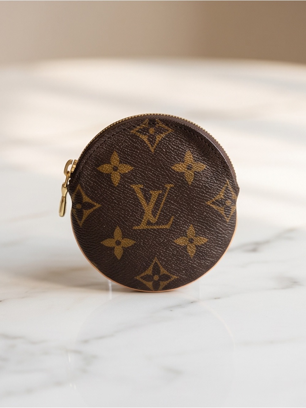 Louis Vuitton Brown Monogram Round Coin Pouch